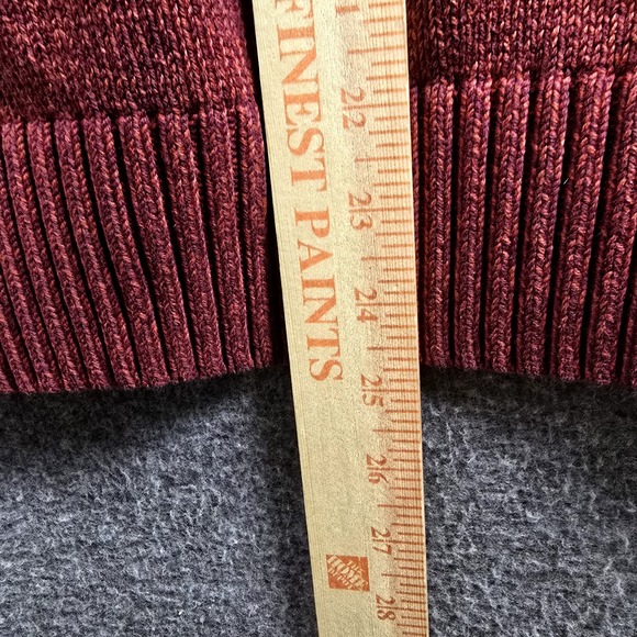 Eddie‎ Bauer Men M Red Burgundy Heather Pullover Sweater Quarter Zip Leather Zip - Picture 11 of 12